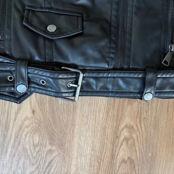 Express Womens Black Faux Leather Moto Biker Jacket EUC XS - Picture 2 of 6